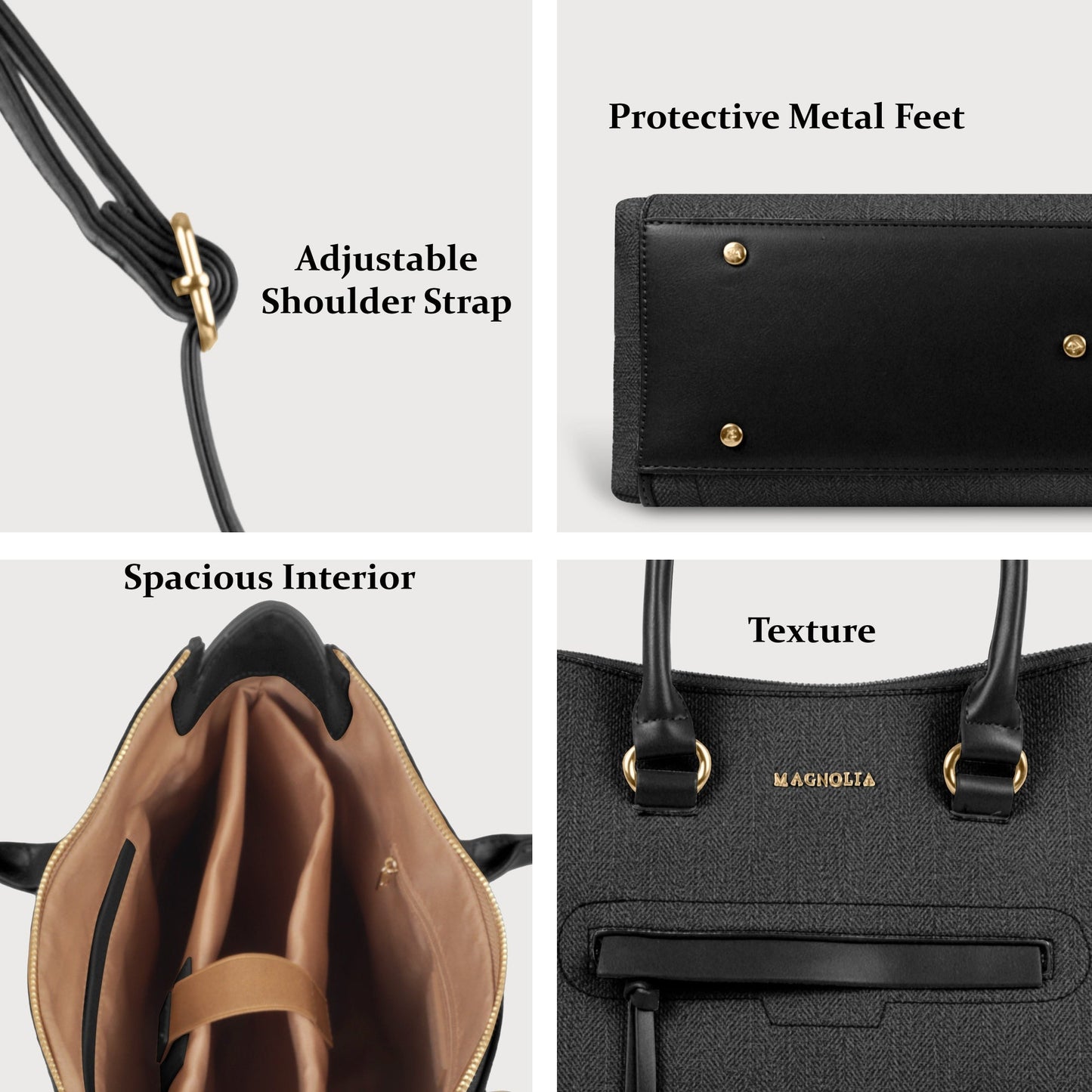 Magnolia Stylish Textured Handbag for Women - Elegant Shoulder Tote with Detachable Strap