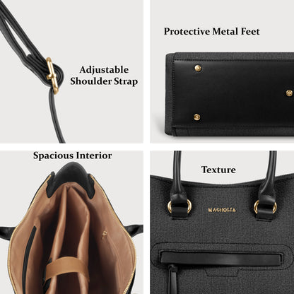 Magnolia Stylish Textured Handbag for Women - Elegant Shoulder Tote with Detachable Strap