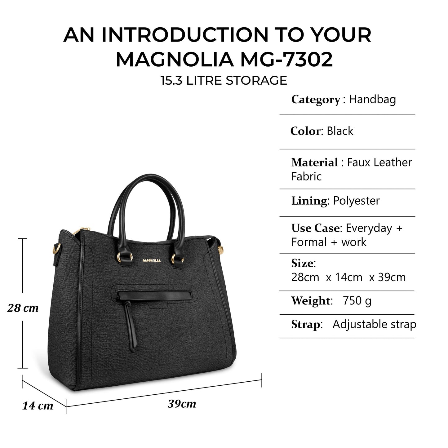 Magnolia Stylish Textured Handbag for Women - Elegant Shoulder Tote with Detachable Strap