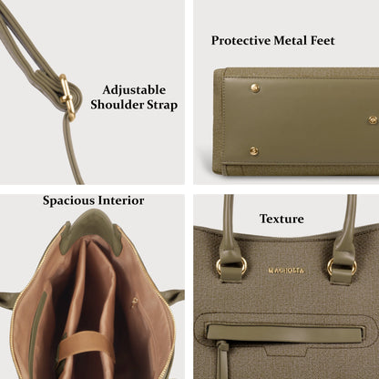 Magnolia Stylish Textured Handbag for Women - Elegant Shoulder Tote with Detachable Strap