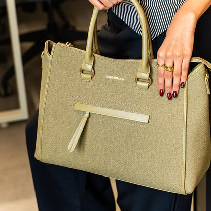Magnolia Stylish Textured Handbag for Women - Elegant Shoulder Tote with Detachable Strap