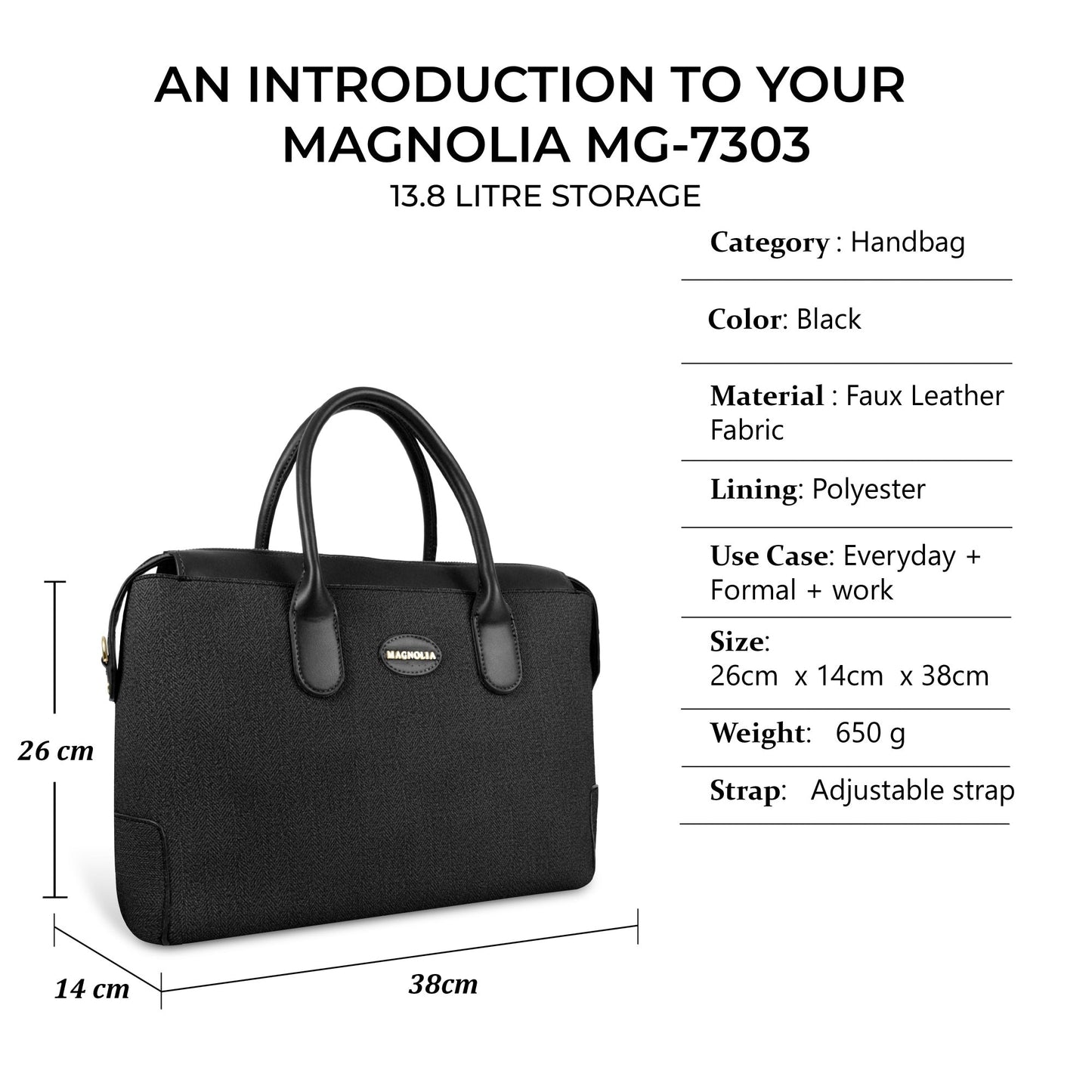 Magnolia Elegant Structured Handbag for Women - Premium Shoulder Tote with Top Handles & Detachable Strap