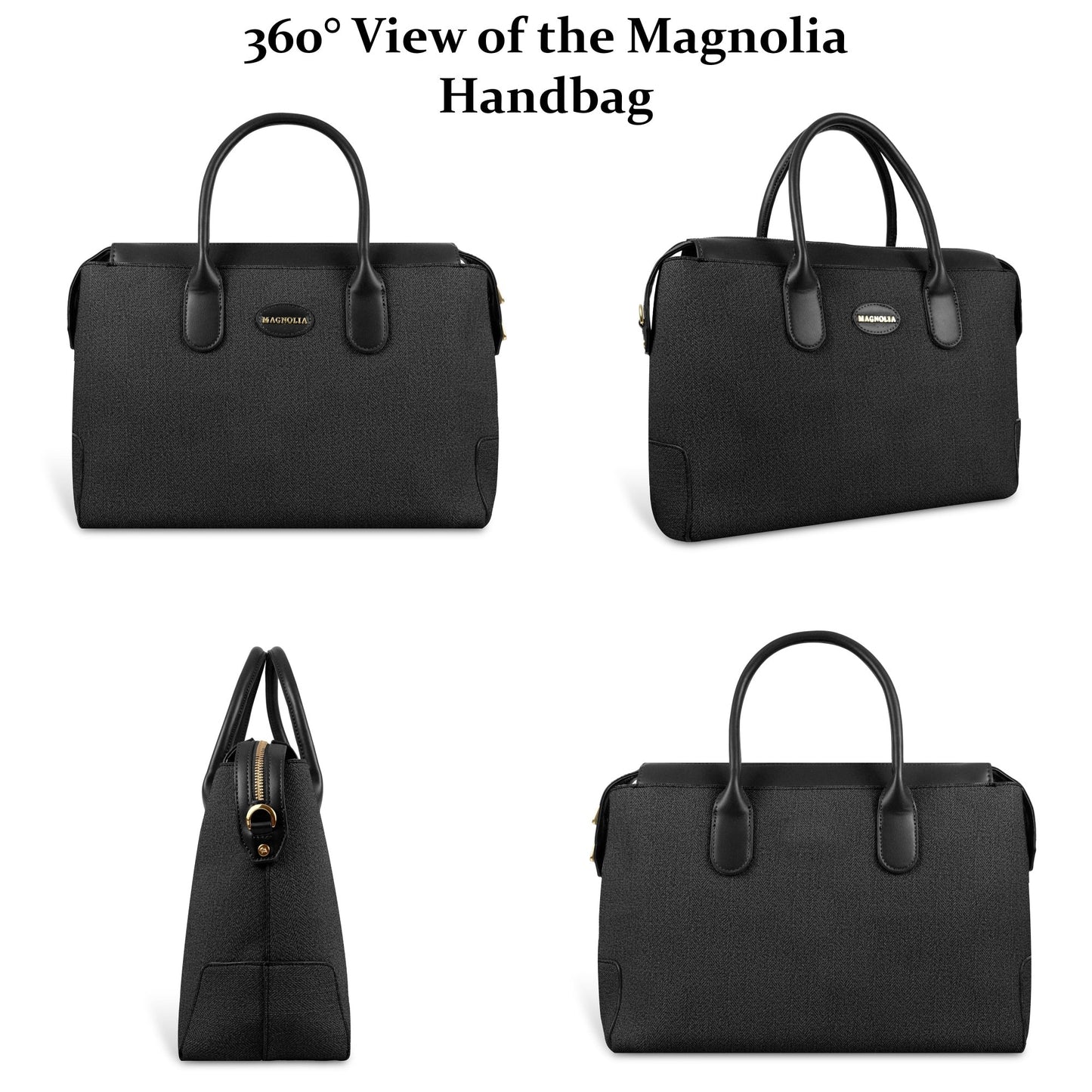 Magnolia Elegant Structured Handbag for Women - Premium Shoulder Tote with Top Handles & Detachable Strap