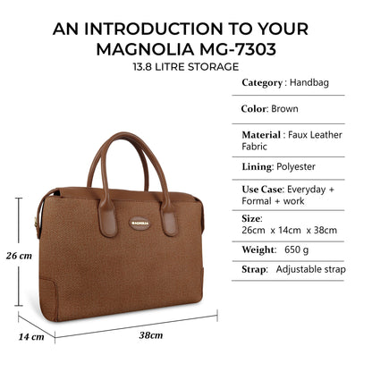 Magnolia Elegant Structured Handbag for Women - Premium Shoulder Tote with Top Handles & Detachable Strap