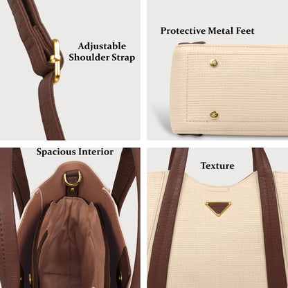 Trendy Leather Tote Bag with Detachable Shoulder Strap & Spacious Interior