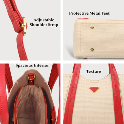 Trendy Leather Tote Bag with Detachable Shoulder Strap & Spacious Interior