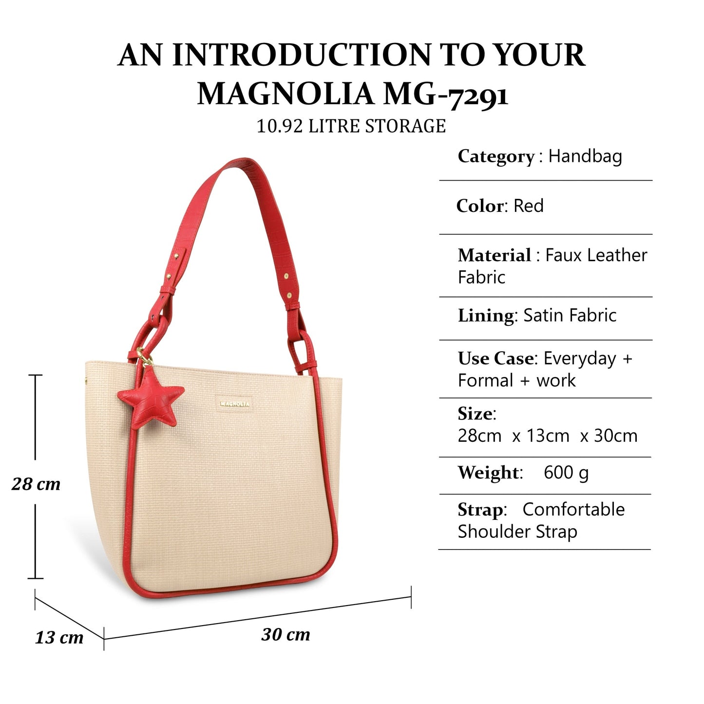 Stylish Leather Tote Bag with Star Charm & Spacious Interior