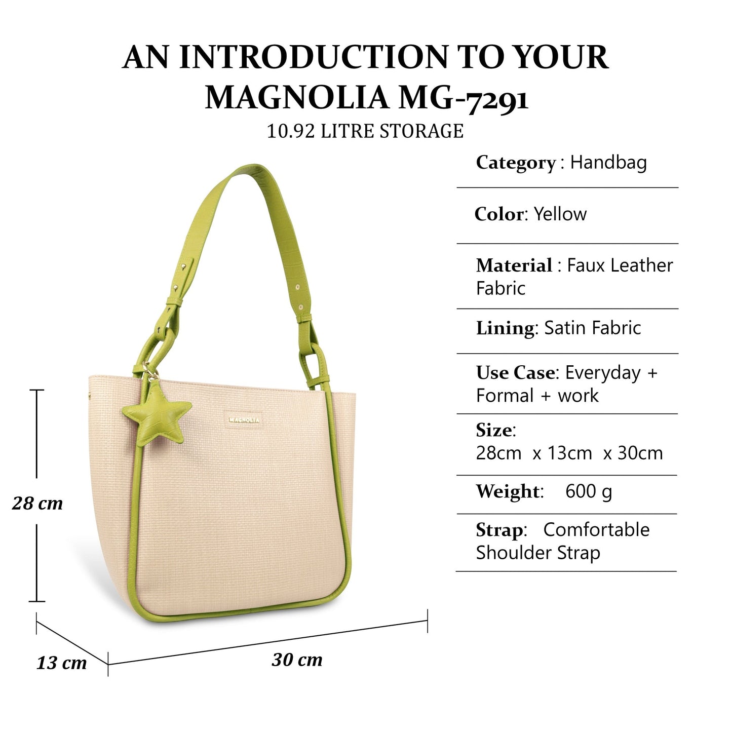 Stylish Leather Tote Bag with Star Charm & Spacious Interior