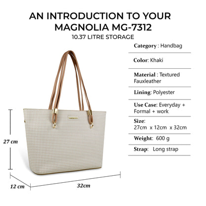 Magnolia Stylish Textured Tote Bag for Women with Spacious Compartments