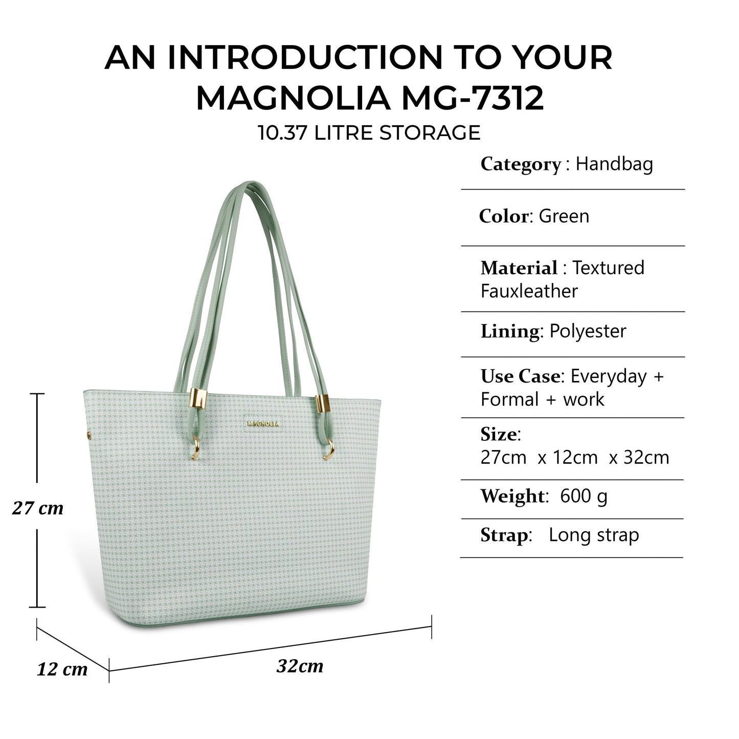 Magnolia Stylish Textured Tote Bag for Women with Spacious Compartments