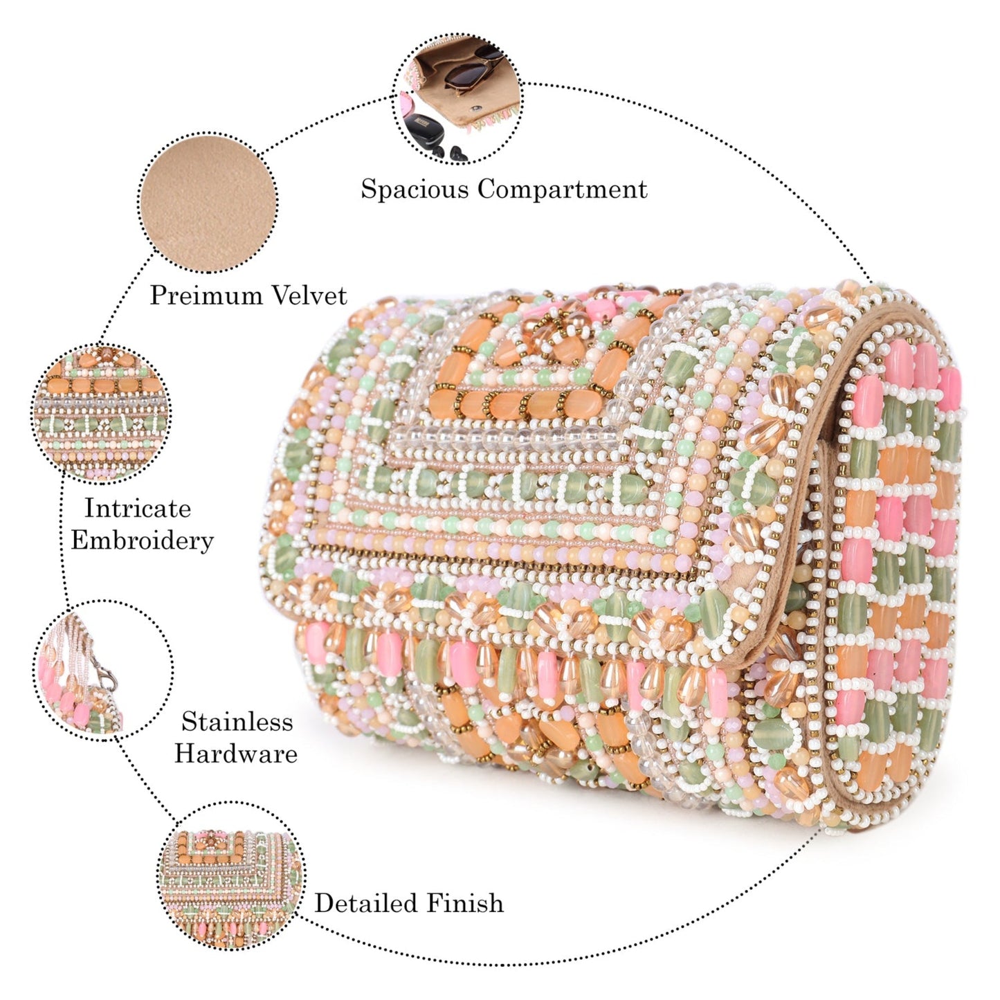 Magnolia Women Multicolor Embellished Clutch