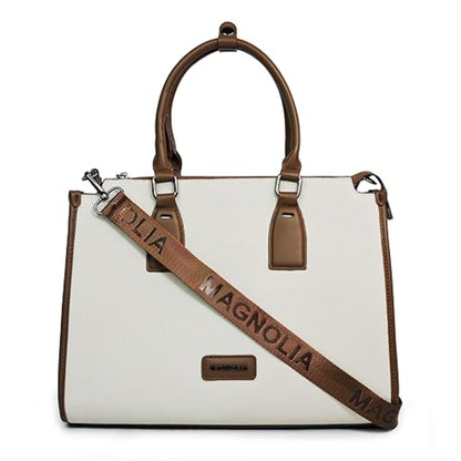 Magnolia® Premium Faux Leather Handbag – 10L Spacious Everyday & Office Bag Beige