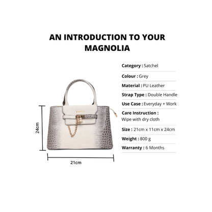 Magnolia Grey PU Leather Animal Effect One Size Women Satchel