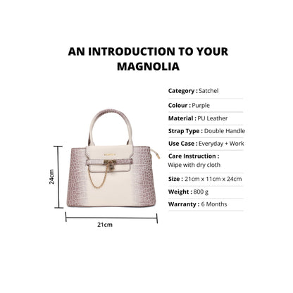 Magnolia Purple PU Leather Animal Effect One Size Women Satchel