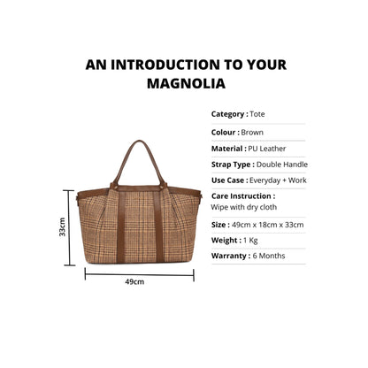 Magnolia Brown Textured One Size PU Leather Tote