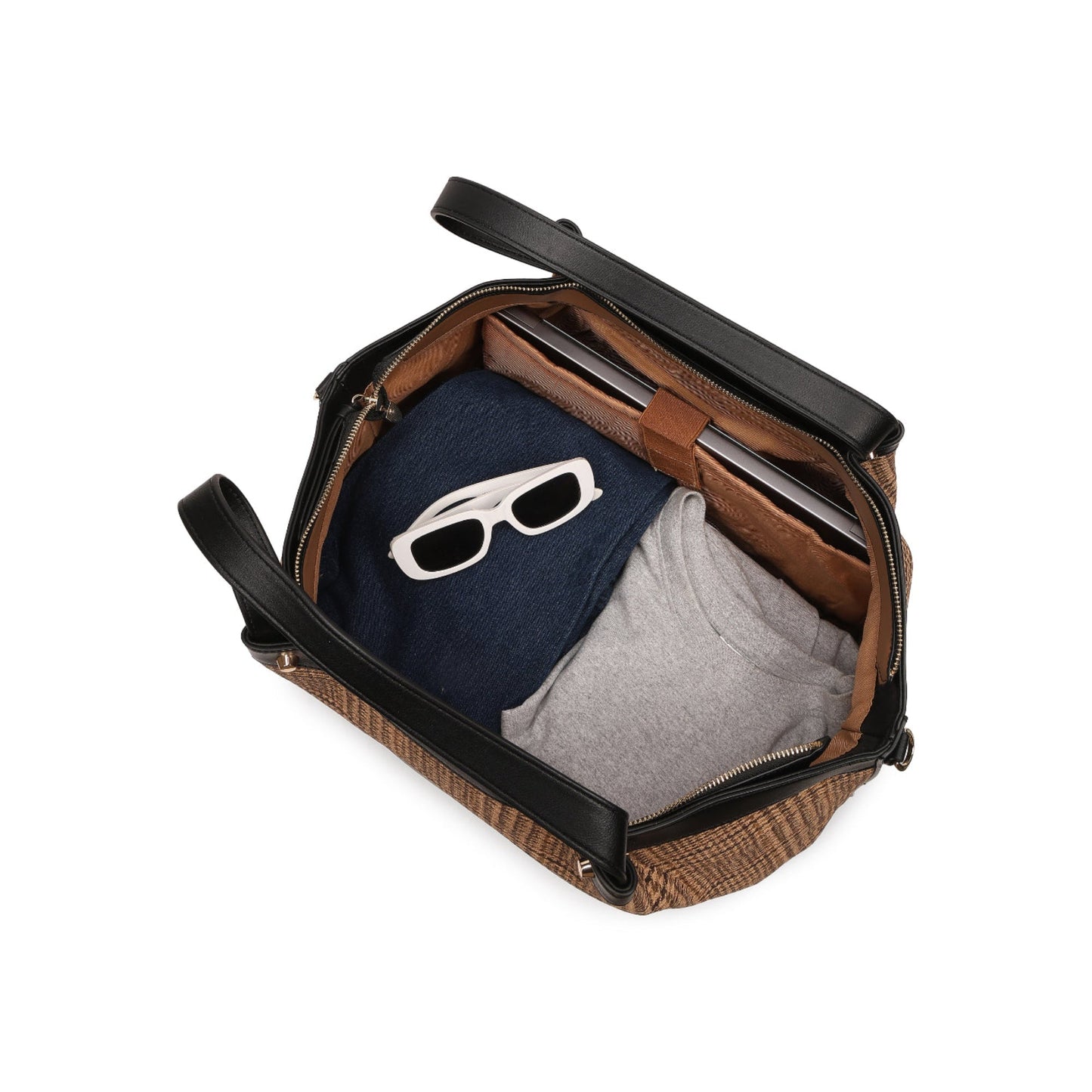 Magnolia Black PU Leather Textured One Size Unisex Tote