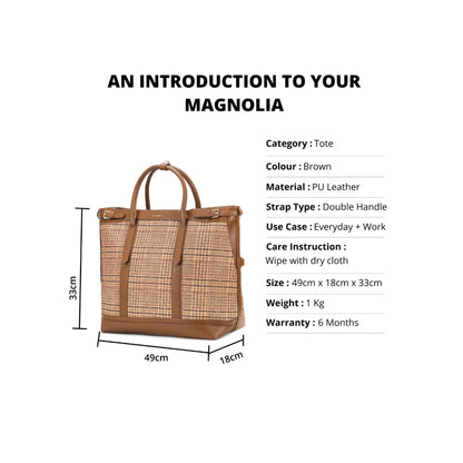 Magnolia Brown PU Leather Textured One Size Unisex Tote