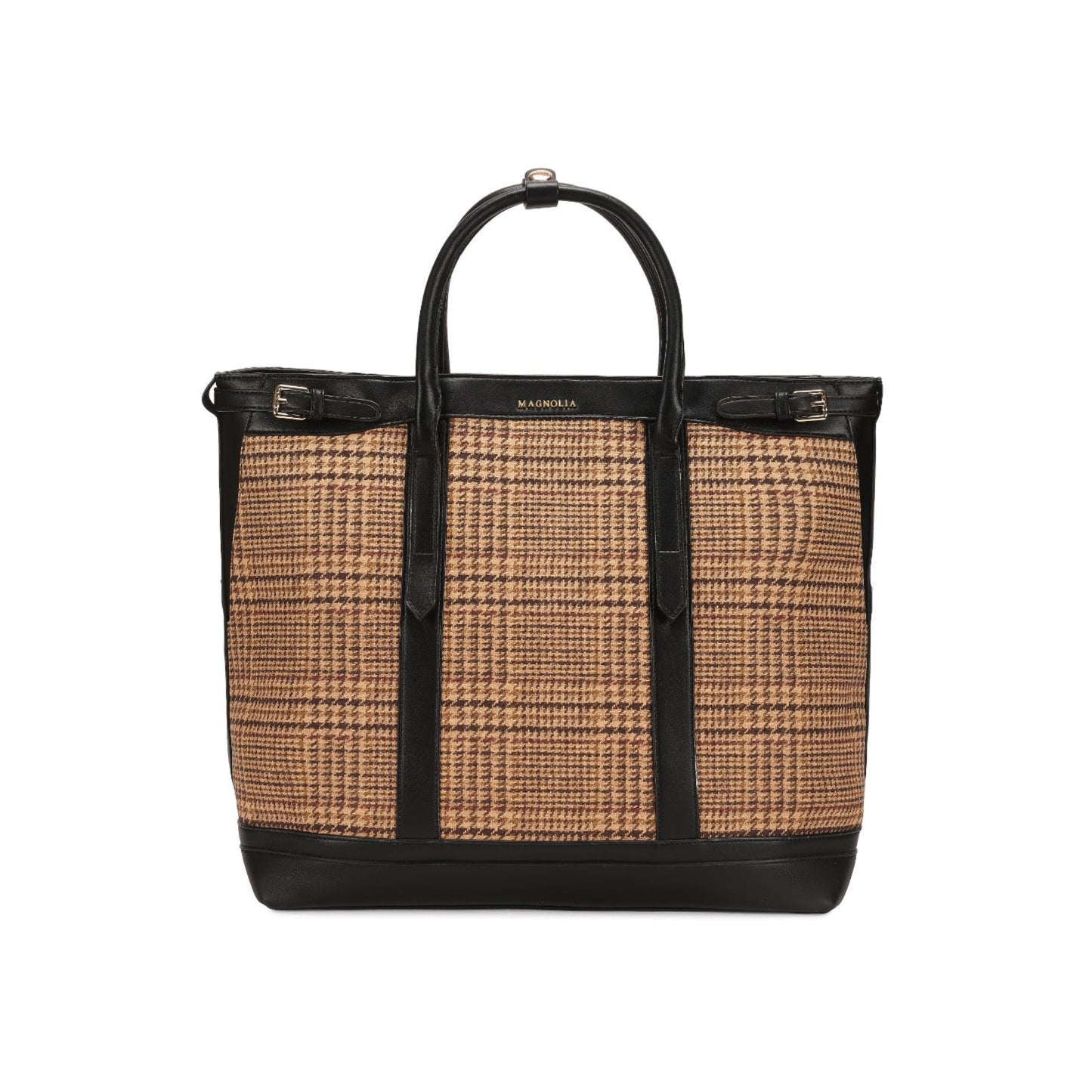 Magnolia Black PU Leather Textured One Size Unisex Tote