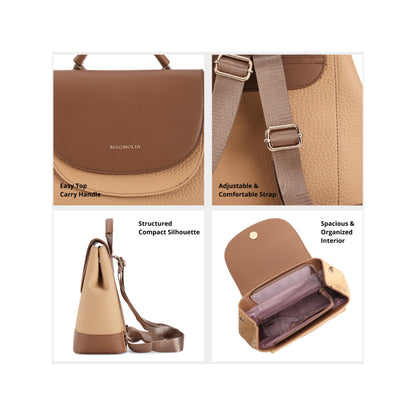 Magnolia Khaki PU Leather Solid One Size Women Backpack
