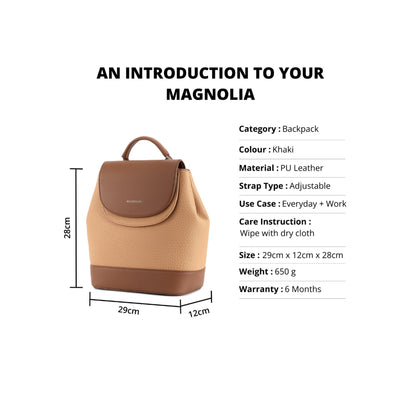 Magnolia Khaki PU Leather Solid One Size Women Backpack