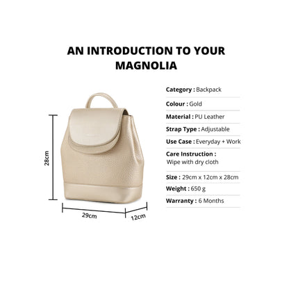 Magnolia Gold PU Leather Solid One Size Women Backpack