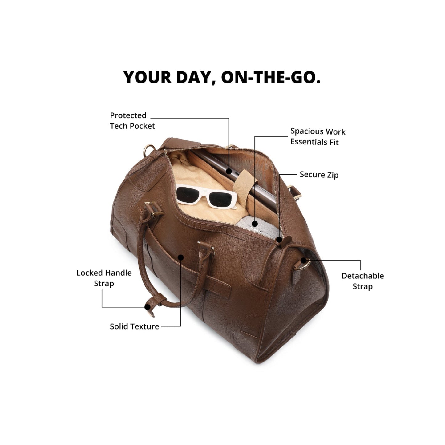Magnolia Coffee PU Leather Solid One Size Unisex Duffle Bag