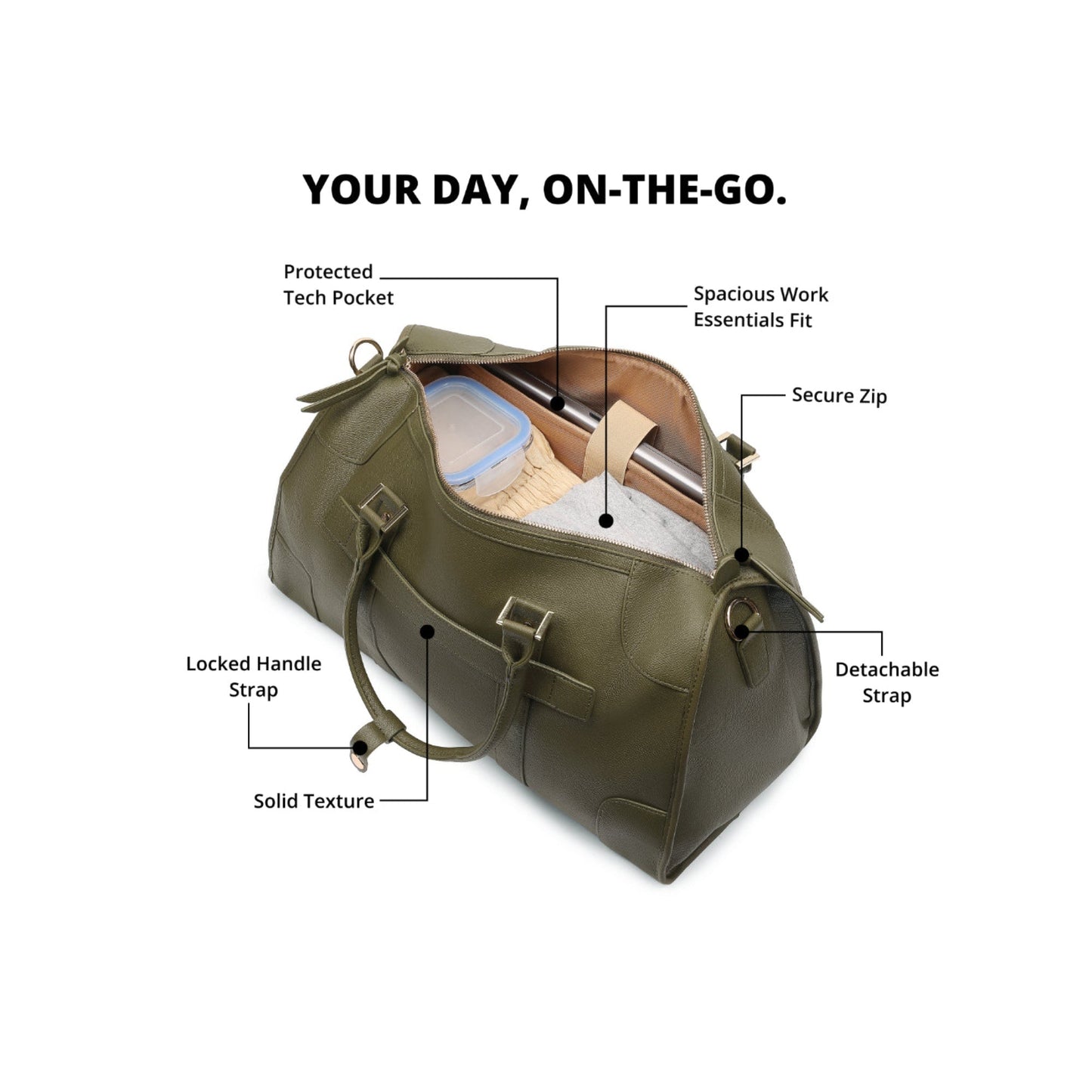 Magnolia Green PU Leather Solid One Size Unisex Duffle Bag