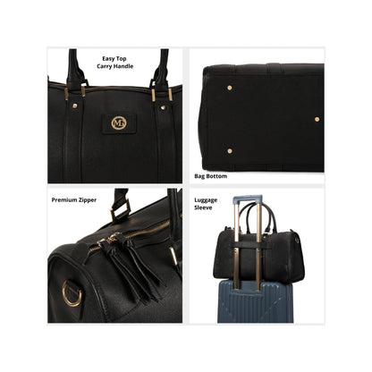 Magnolia Black PU Leather Solid One Size Unisex Duffle Bag