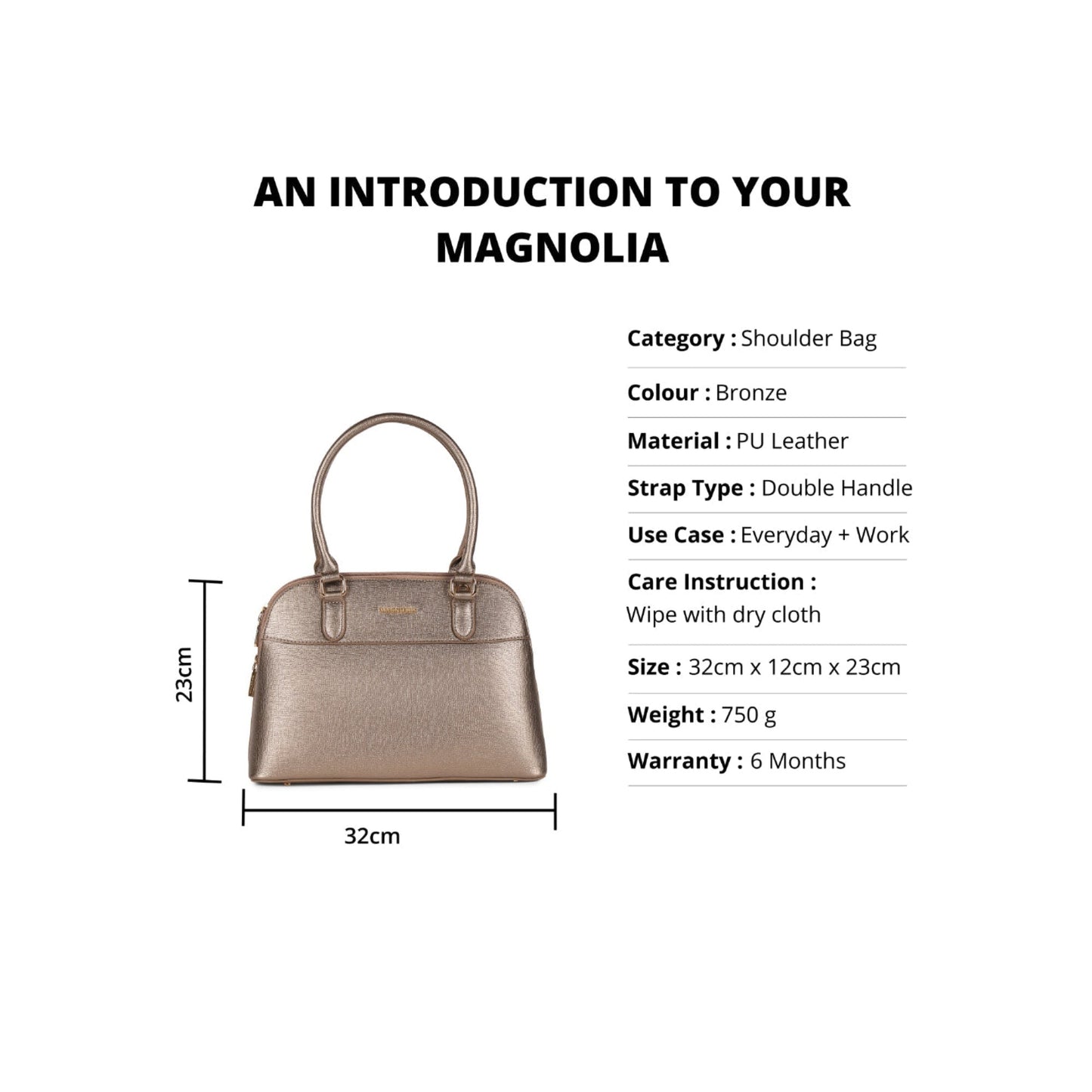 Magnolia Bronze  PU Leather Solid One Size Women Shoulder Bag