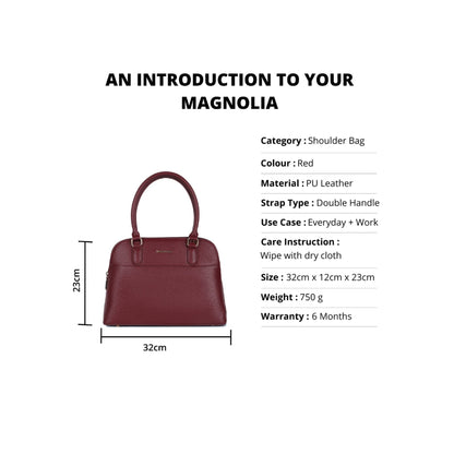 Magnolia Red  PU Leather Solid One Size Women Shoulder Bag