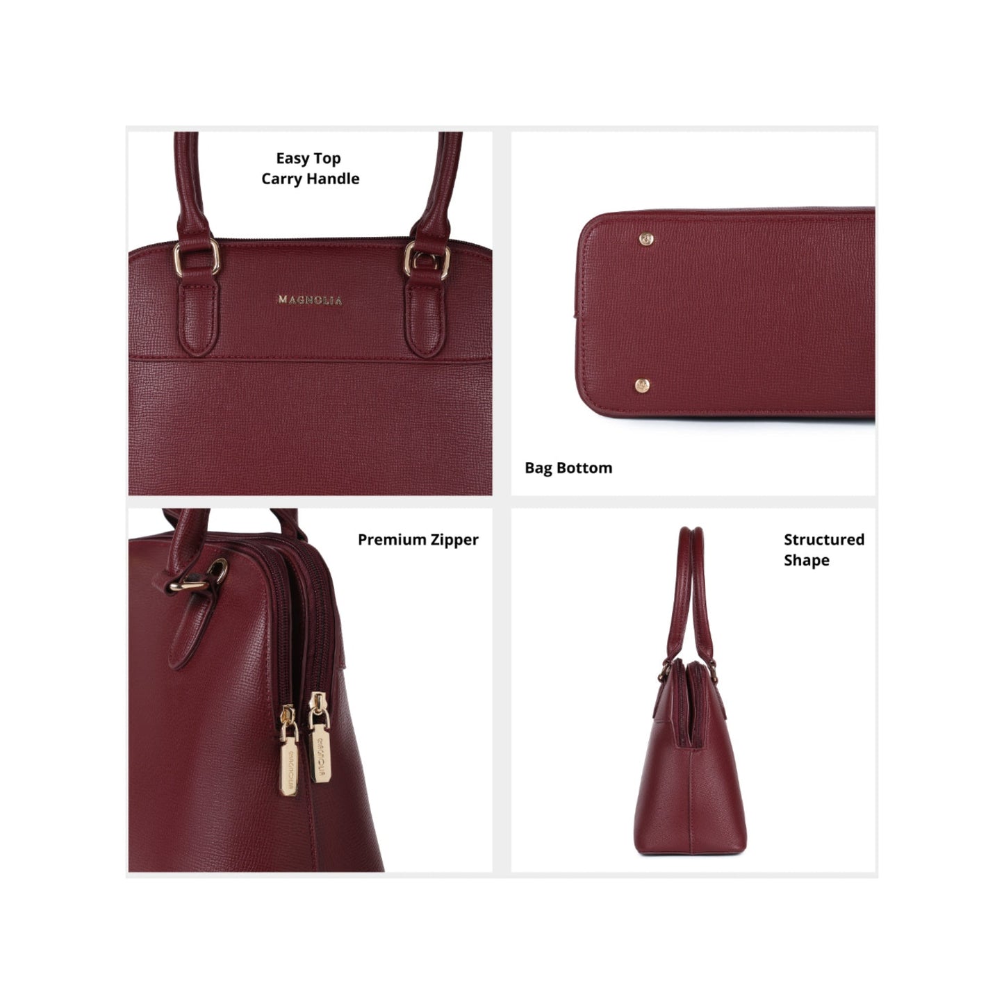 Magnolia Red  PU Leather Solid One Size Women Shoulder Bag