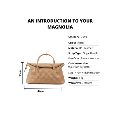 Magnolia Khaki PU Leather Quilted One Size Unisex Duffle Bag