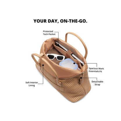 Magnolia Khaki PU Leather Quilted One Size Unisex Duffle Bag