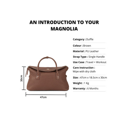 Magnolia Brown PU Leather Quilted One Size Unisex Duffle Bag