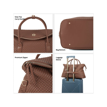 Magnolia Brown PU Leather Quilted One Size Unisex Duffle Bag