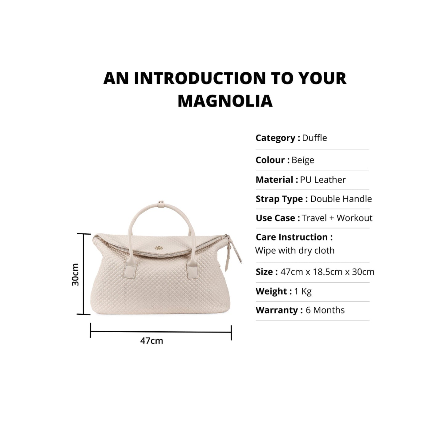 Magnolia Beige Quilted One Size PU Leather Shoulder Bag