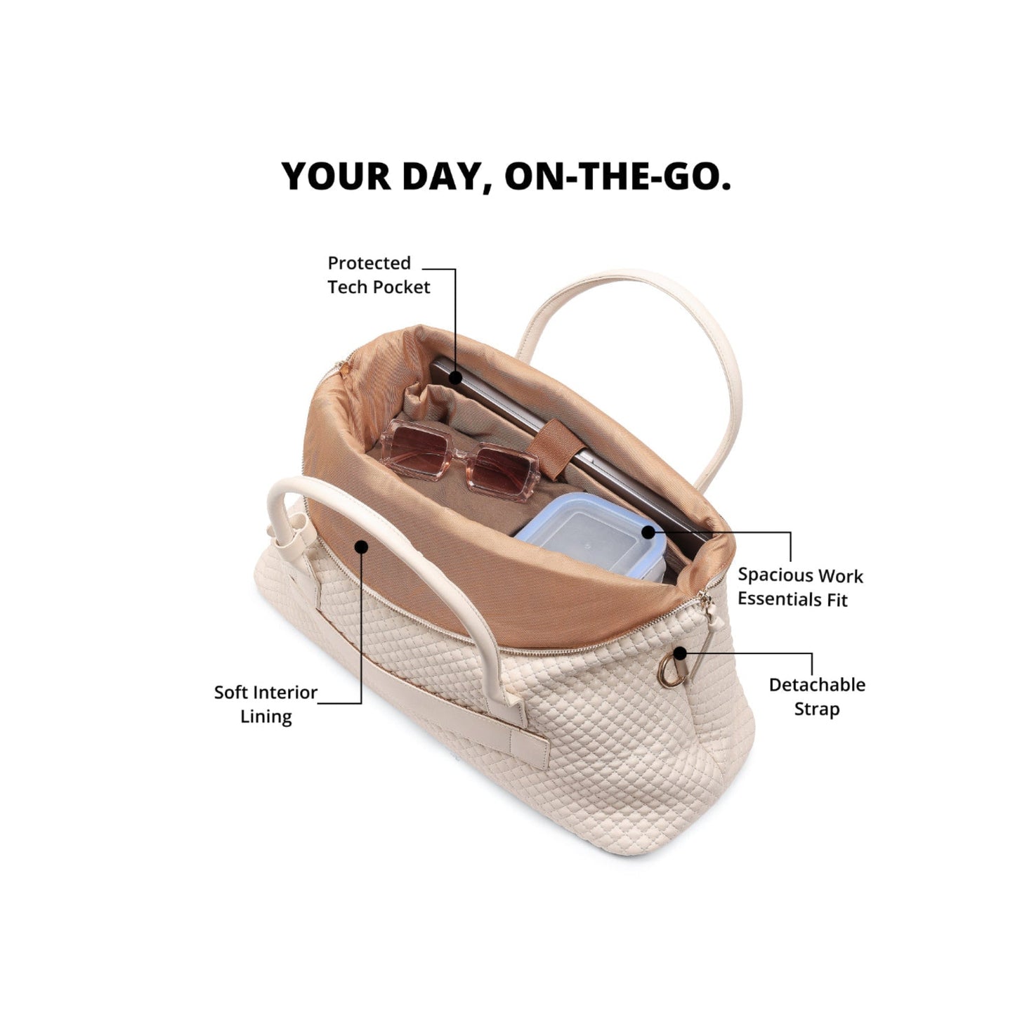 Magnolia Beige Quilted One Size PU Leather Shoulder Bag