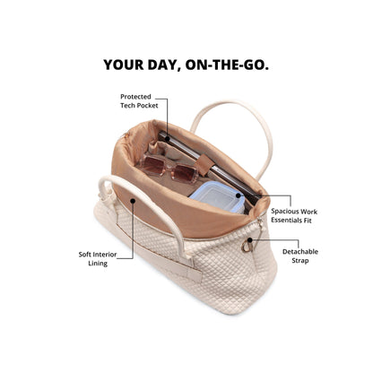 Magnolia Beige Quilted One Size PU Leather Shoulder Bag
