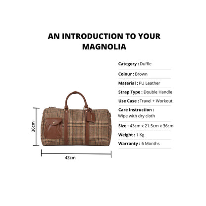 Magnolia Coffee PU Leather Textured One Size Unisex Duffle Bag