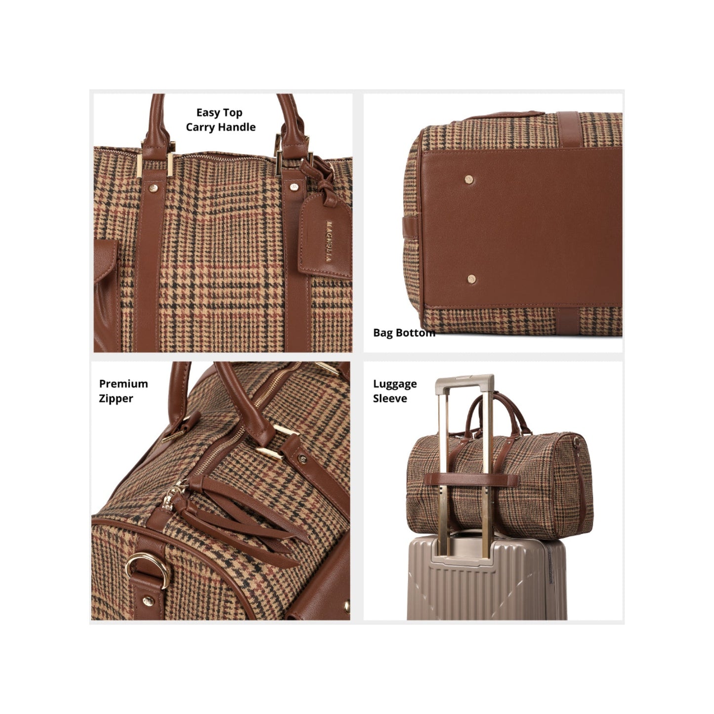 Magnolia Coffee PU Leather Textured One Size Unisex Duffle Bag