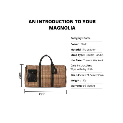 Magnolia Black PU Leather Textured One Size Unisex Duffle Bag