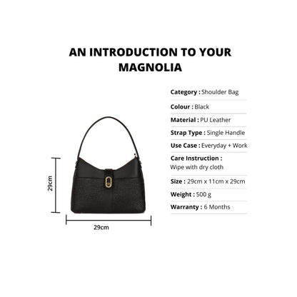 Magnolia Black PU Leather Solid One Size Women Shoulder Bag