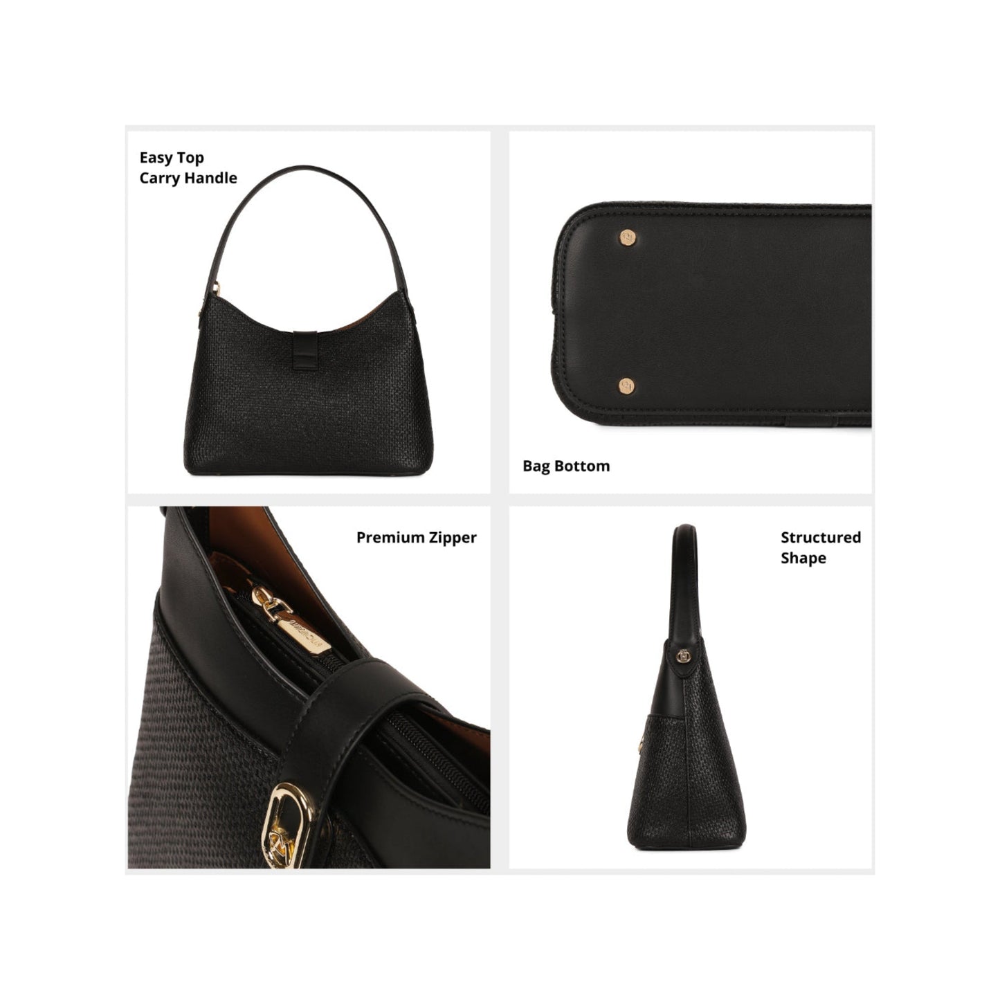 Magnolia Black PU Leather Solid One Size Women Shoulder Bag