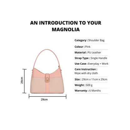 Magnolia Pink PU Leather Solid One Size Women Shoulder Bag