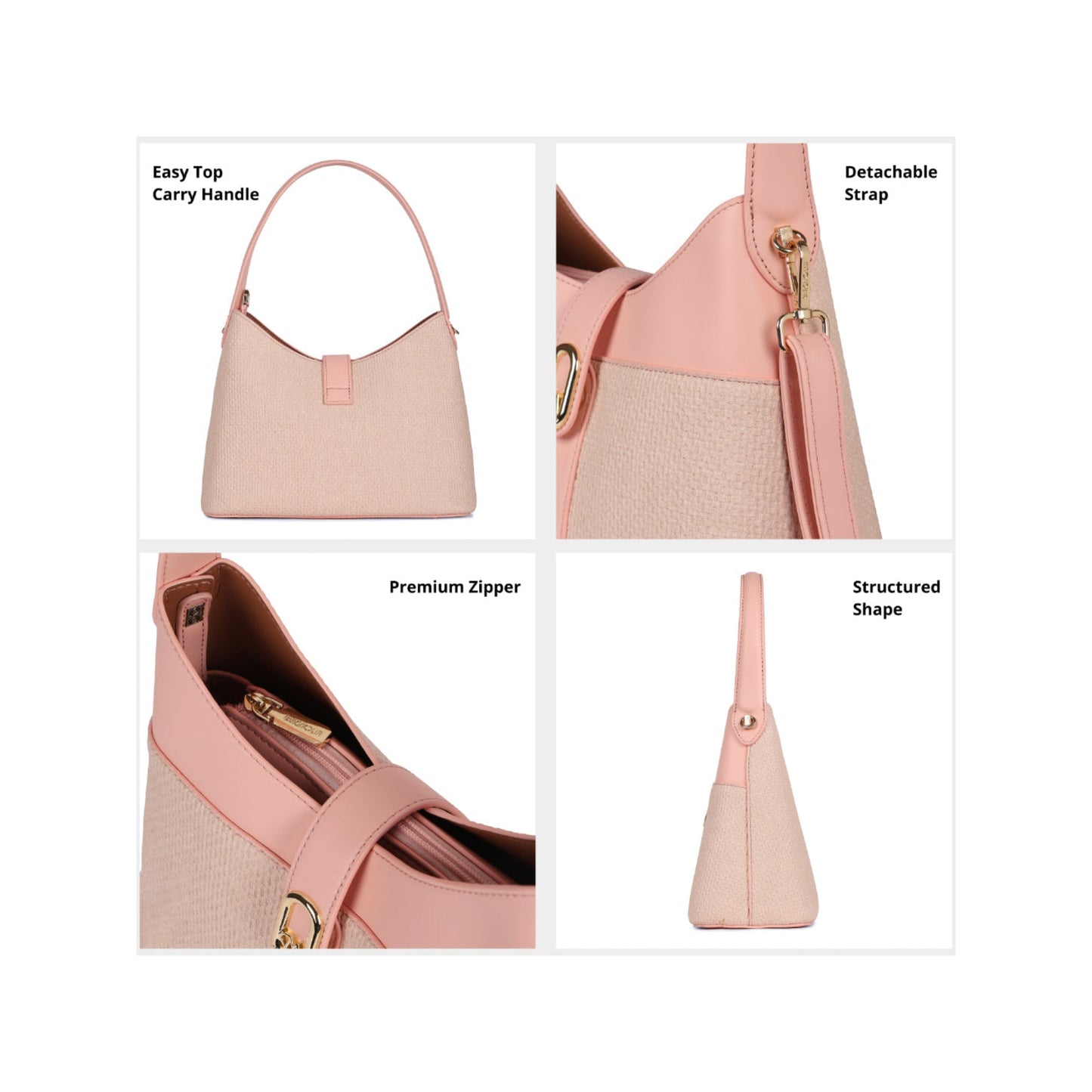 Magnolia Pink PU Leather Solid One Size Women Shoulder Bag