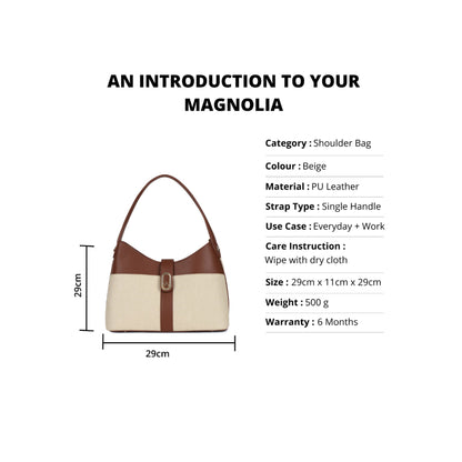 Magnolia Beige PU Leather Solid One Size Women Shoulder Bag