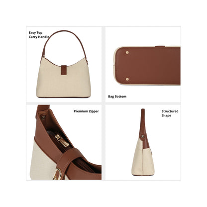 Magnolia Beige PU Leather Solid One Size Women Shoulder Bag