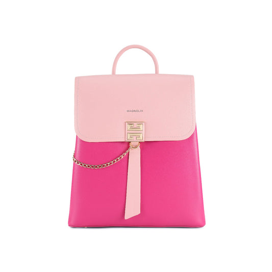 Magnolia Pink Solid One Size PU Leather Backpack