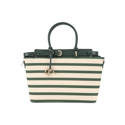 Magnolia Green PU Leather Striped One Size Women Tote