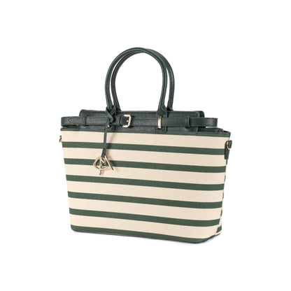 Magnolia Green PU Leather Striped One Size Women Tote